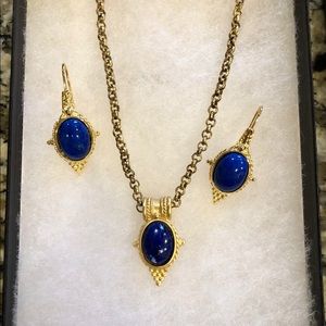Egyptian Lapis Lazuli Replica Pendant & Earrings